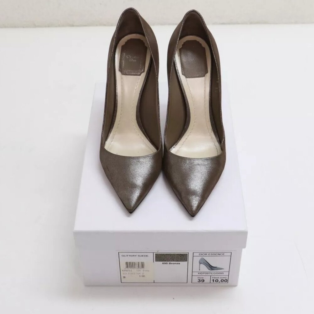 Christian Dior Bronze Leather Pointed Toe Essence Heels Size 8.5 US/39 EU